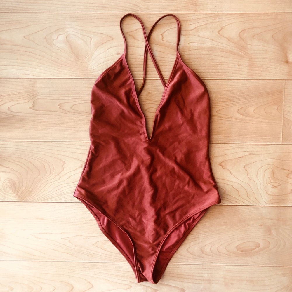 Plunging One Piece Swimsuit